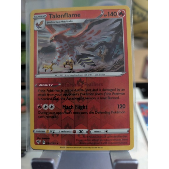 Pokemon Other - Pokemon Talonflame 032/189 Rare Reverse Holo Darkness Ablaze Sword & Shield TCG